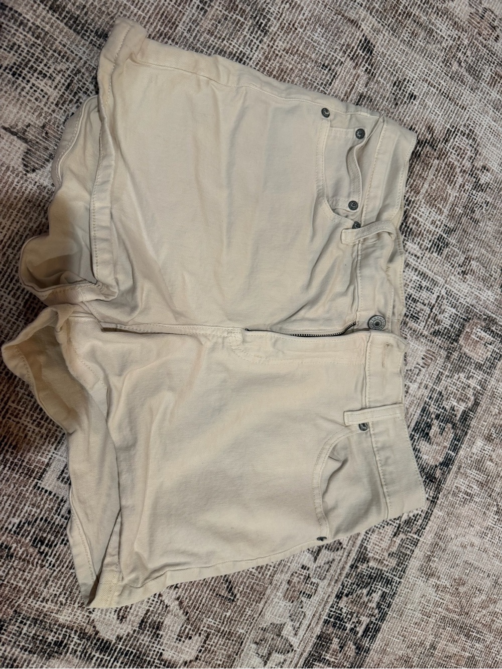 American Eagle Outfitters Cream High-Rise Denim Shorts